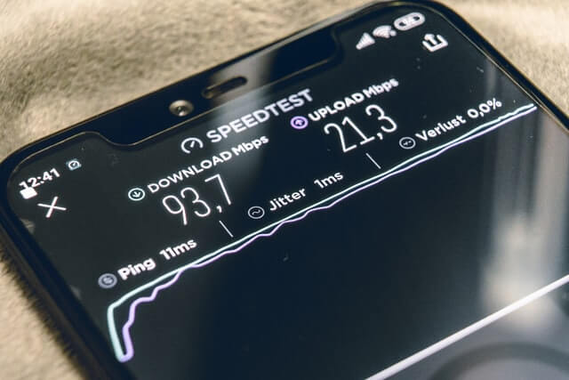 Imagem de speed test para mostrar como ter internet de graça no celular