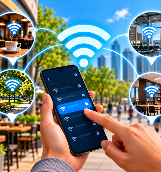 Conectividade Wi‑Fi em espacos publicos