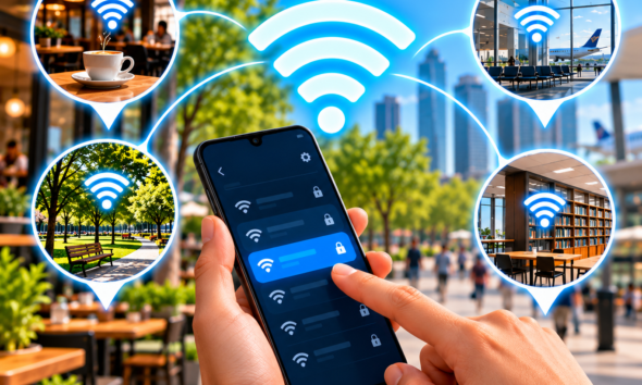 Conectividade Wi‑Fi em espacos publicos